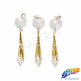 3" Crystal AB Chandelier Bead with Gold Cap and Bead (6 pieces)