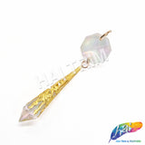3" Crystal AB Chandelier Bead with Gold Cap and Bead (6 pieces)