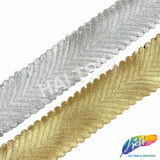 1 3/4" Metallic Herringbone Embroidered Trim, EMB-003