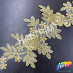 6" Leaf Flower Embroidered Lace Trim, EMB-032 (No Stones)