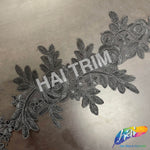 6" Leaf Flower Embroidered Lace Trim, EMB-032 (No Stones)