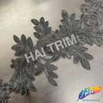 6" Leaf Flower Embroidered Lace Trim, EMB-032 (No Stones)