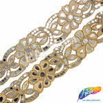 2 1/2" Flower Embroidered Trim with Cut Mirrors, EMB-066