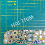 2 1/2" Flower Embroidered Trim with Cut Mirrors, EMB-066
