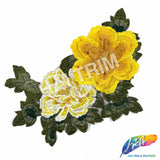 Yellow/Green Embroidered Flower Applique, EMBF-004