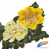 Yellow/Green Embroidered Flower Applique, EMBF-004