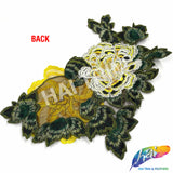 Yellow/Green Embroidered Flower Applique, EMBF-004