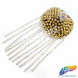 Beaded Spike Epaulet with Rhinestone Cupchain Fringe, EP-001 (sold per piece)