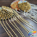 Beaded Spike Epaulet with Rhinestone Cupchain Fringe, EP-001 (sold per piece)