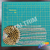 Beaded Spike Epaulet with Rhinestone Cupchain Fringe, EP-001 (sold per piece)