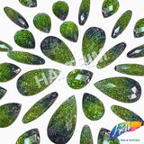 Dark Teal/Lime Green 2-tone (Ombré) Glitter Resin Stones, #E