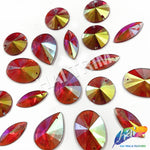 Fuchsia Red AB Pointed Resin Stones, #04