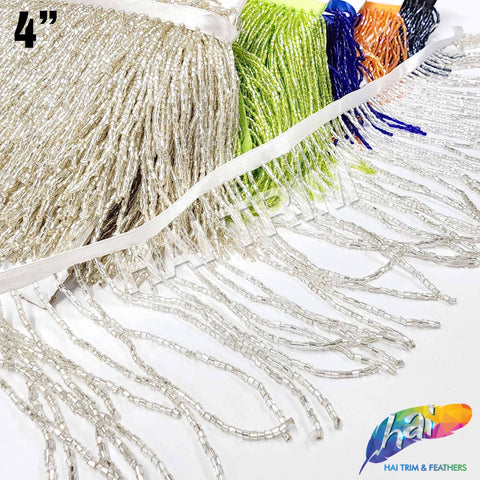 4" Beaded Fringe with 2-3mm Bugle Beads, FR-012