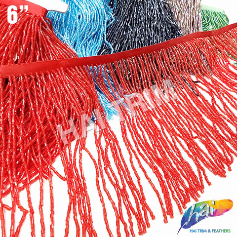 6" Beaded Fringe with 2-3mm Bugle Beads, FR-013