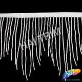 5" Silver Variegated Beaded Fringe with Bugle & Seed Beads, FR-008-1