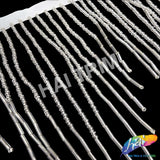 5" Silver Variegated Beaded Fringe with Bugle & Seed Beads, FR-008-1