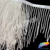 5" Silver Variegated Beaded Fringe with Bugle & Seed Beads, FR-008-1