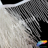 5" Silver Variegated Beaded Fringe with Bugle & Seed Beads, FR-008-1