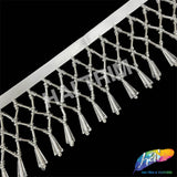 2 3/4" Crystal/Silver Lattice Beaded Fringe, FR-030