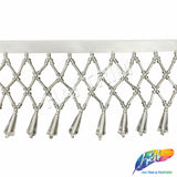 2 3/4" Crystal/Silver Lattice Beaded Fringe, FR-030