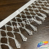 2 3/4" Crystal/Silver Lattice Beaded Fringe, FR-030