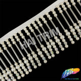 3" Ivory Pearl/Silver/Clear AB Beaded Fringe, FR-031