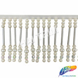 3" Ivory Pearl/Silver/Clear AB Beaded Fringe, FR-031