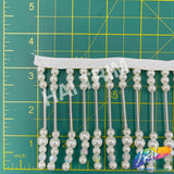 3" Ivory Pearl/Silver/Clear AB Beaded Fringe, FR-031