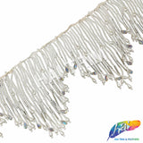 SALE! 6" Variegated White/Clear AB Pearl Beaded Fringe, FR-050