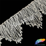 SALE! 6" Variegated White/Clear AB Pearl Beaded Fringe, FR-050