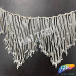 SALE! 6" Variegated White/Clear AB Pearl Beaded Fringe, FR-050