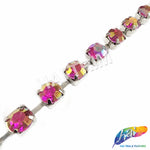 10mm (3/8") Fuchsia AB Acrylic Diamante Cupchain Trim, CST-001