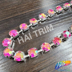 10mm (3/8") Fuchsia AB Acrylic Diamante Cupchain Trim, CST-001