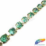 10mm (3/8") Green AB Acrylic Diamante Cupchain Trim, CST-001