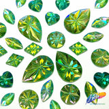 Green AB Carved Textured Resin Stones