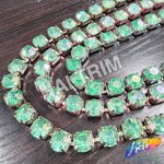 10mm (3/8") Green AB Acrylic Diamante Cupchain Trim, CST-001