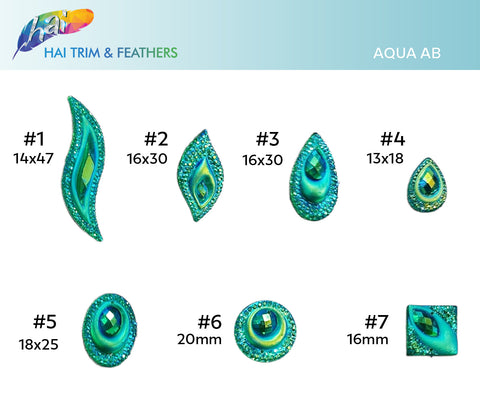 Aqua AB Multifaceted Textured Resin Stones, #I