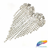 Crystal Heart Rhinestone Iron On Applique with Rhinestone Fringe, IA-060