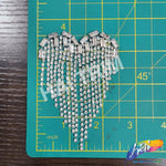 Crystal Heart Rhinestone Iron On Applique with Rhinestone Fringe, IA-060