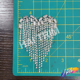 Crystal Heart Rhinestone Iron On Applique with Rhinestone Fringe, IA-060