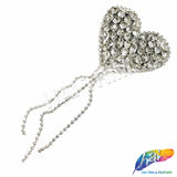 Crystal Heart Jewel Rhinestone Iron On Applique with Rhinestone Fringe, IA-063