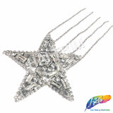 Crystal Shooting Star Rhinestone Iron On Applique with Rhinestone Fringe, IA-064