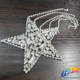 Crystal Shooting Star Rhinestone Iron On Applique with Rhinestone Fringe, IA-064