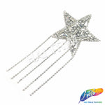 Crystal Shooting Star Rhinestone Iron On Applique with Rhinestone Fringe, IA-064