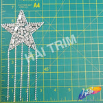 Crystal Shooting Star Rhinestone Iron On Applique with Rhinestone Fringe, IA-064