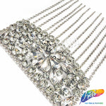 Crystal Pentagon Rhinestone Iron On Applique with Rhinestone Fringe, IA-065