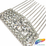 Crystal Pentagon Rhinestone Iron On Applique with Rhinestone Fringe, IA-065