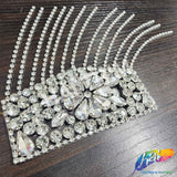 Crystal Pentagon Rhinestone Iron On Applique with Rhinestone Fringe, IA-065