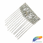 Crystal Pentagon Rhinestone Iron On Applique with Rhinestone Fringe, IA-065