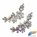 Crystal Flower Motif Rhinestone Iron On Applique, IA-067